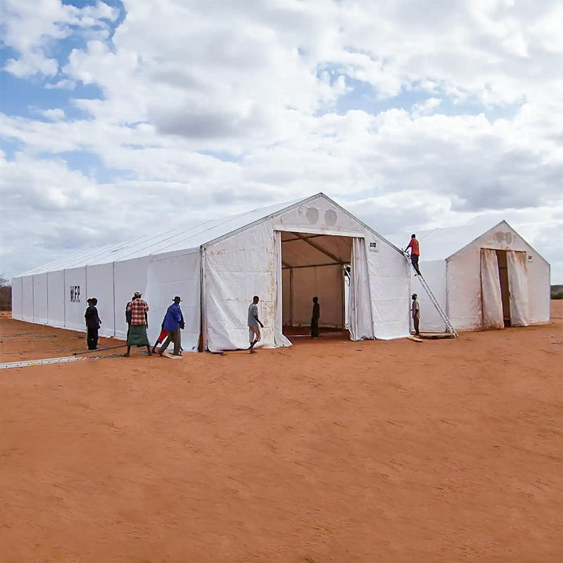 IFRC/ICRC/WFP/IOM standaard brandvertragende UV-bestendige 10x24m mobiele tentopslageenheden (MSU)