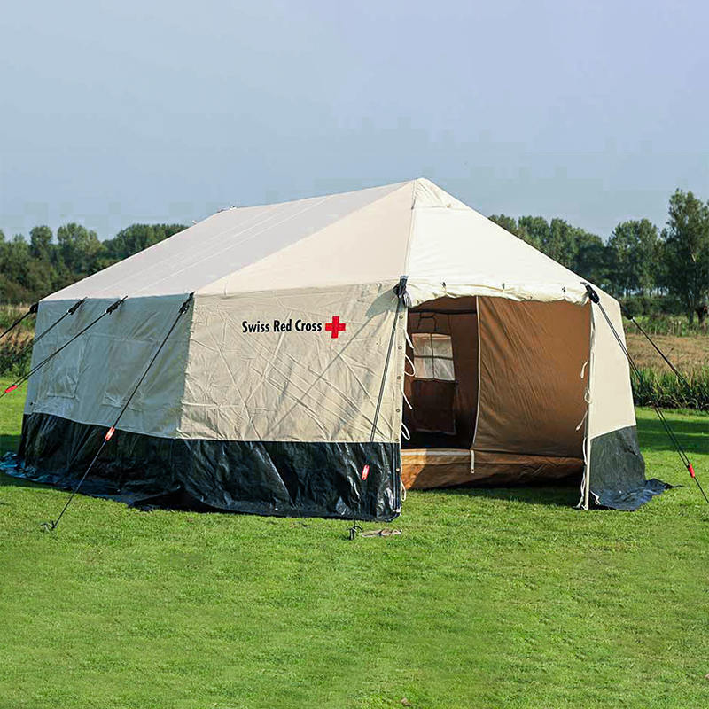 ICRC IFRC UNHCR standaard dubbel opvouwbare familietent voor 5 personen, geschikt voor alle weersomstandigheden