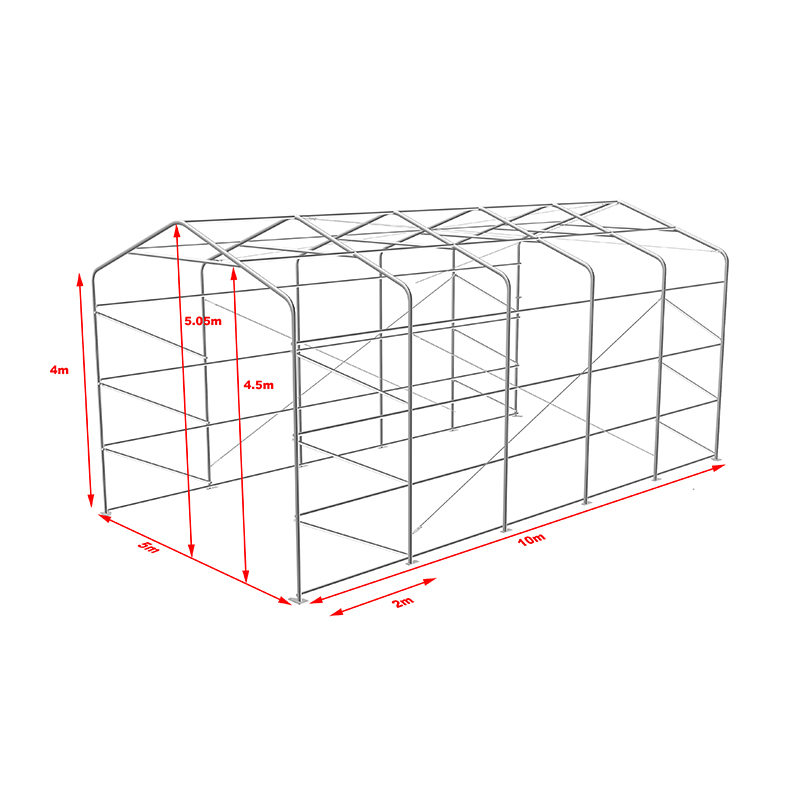 5X10 4m zijhoge opslagtent voor buitenmagazijn, flexibele grote garage