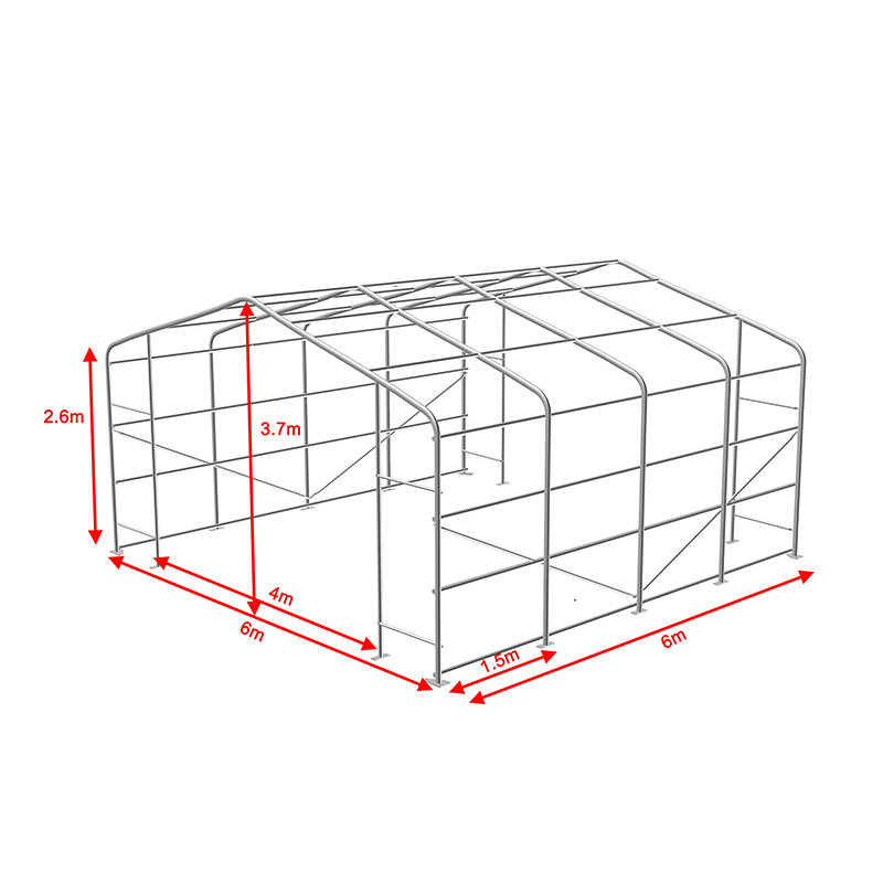 6X6 2,6 m zijhoogte volledig gegalvaniseerd stalen frame tijdelijke magazijntenthal