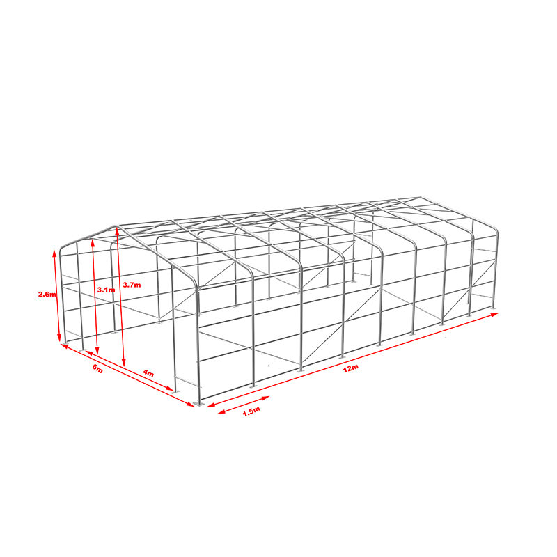 6X12 2,6 m zijhoogte hittebestendige industriële magazijnopslagtenten