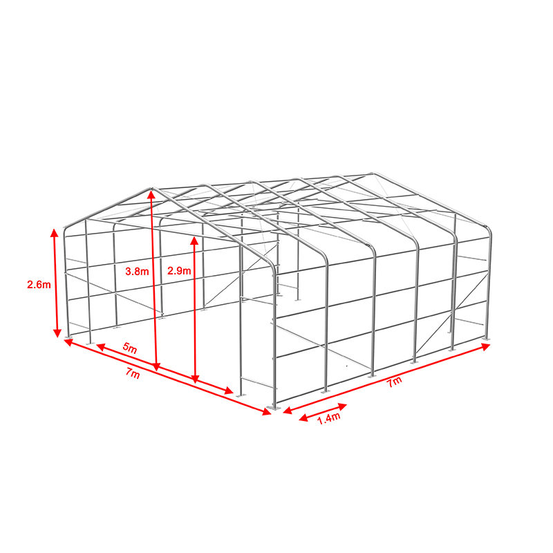7x7 2,6 m zijhoogte industriële en commerciële magazijn schaduwtent draagbare tenthal