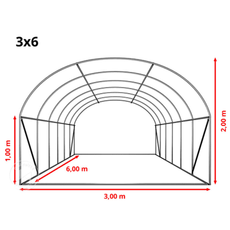 3x6x2m Weatherguard ronde broeikas en polytunnel