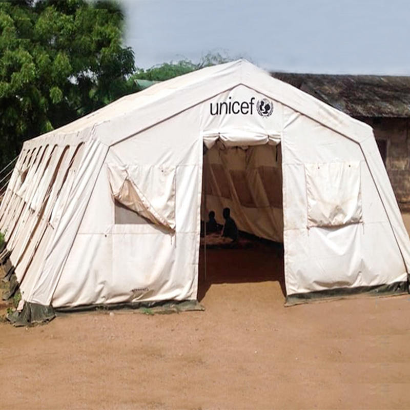 UNICEF Standaard 72 m² multifunctionele tijdelijke schuilplaats UV-gestabiliseerde knuffeltent