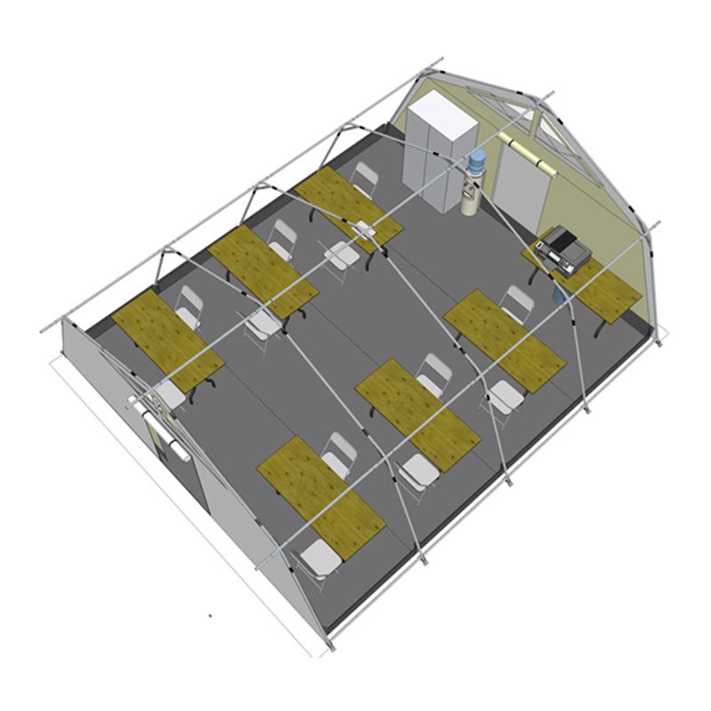 UNICEF standaard multifunctionele hubtent van 42 m² met geïntegreerde/verwijderbare schaduwafdekking