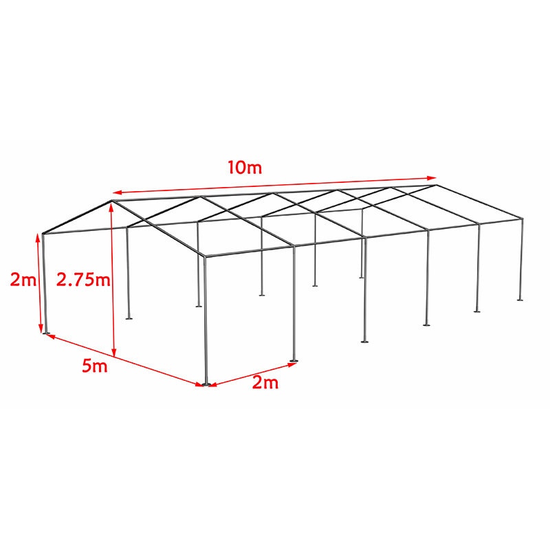 Voordelige witte PVC feesttent van 5x10m