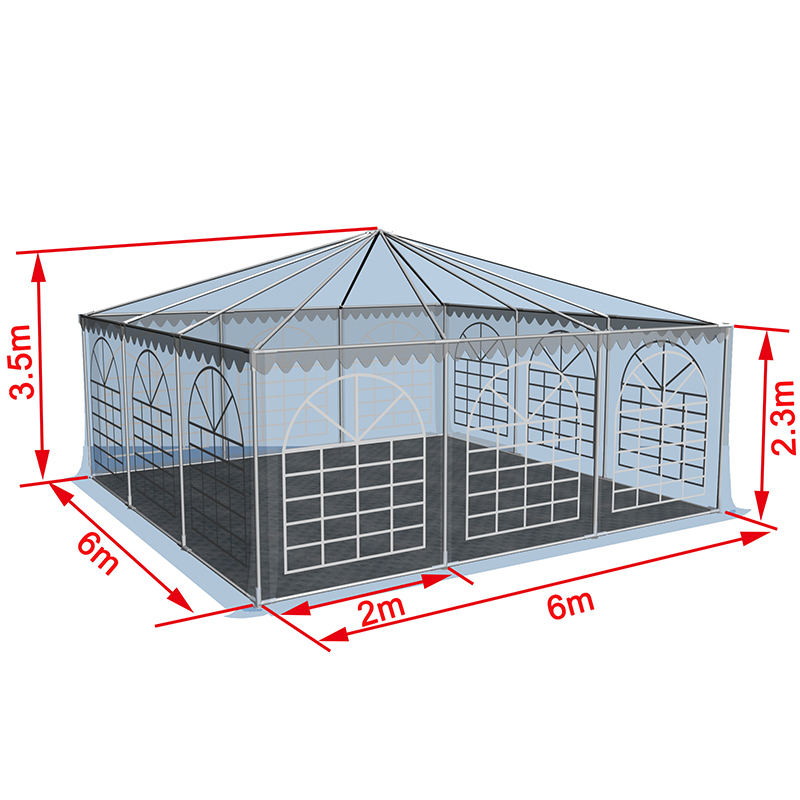 6x6-2,3 m pagodetent PVC pop-up luifeltent