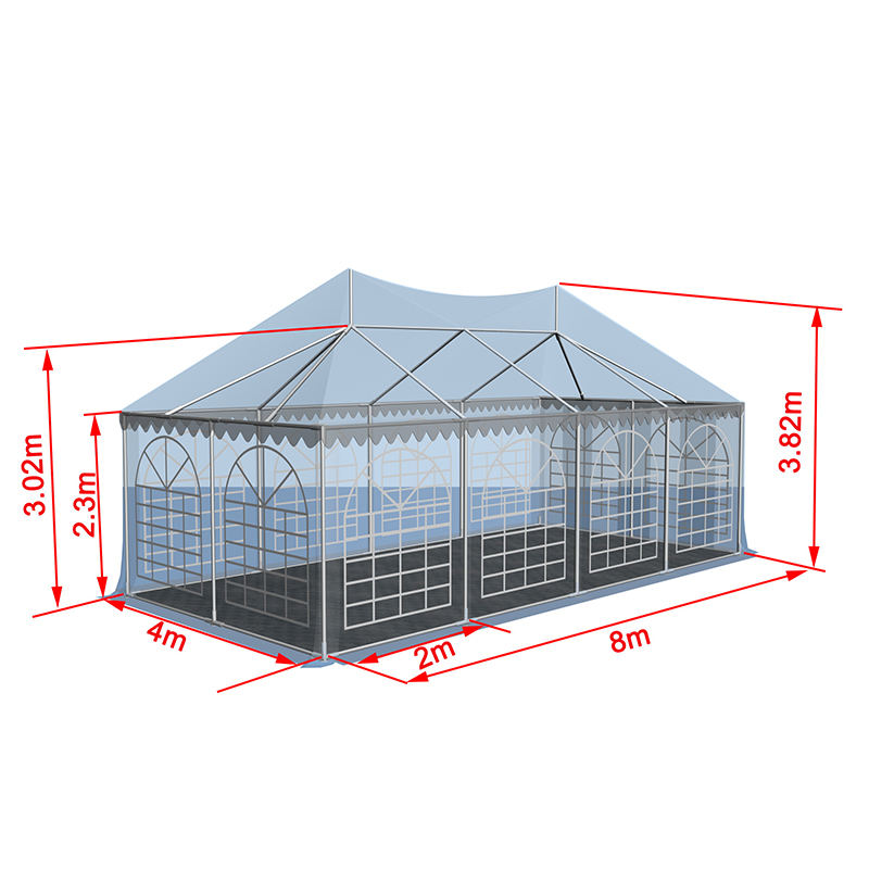 4x8-2,3m buitenfeesttent met dubbele piek pagode